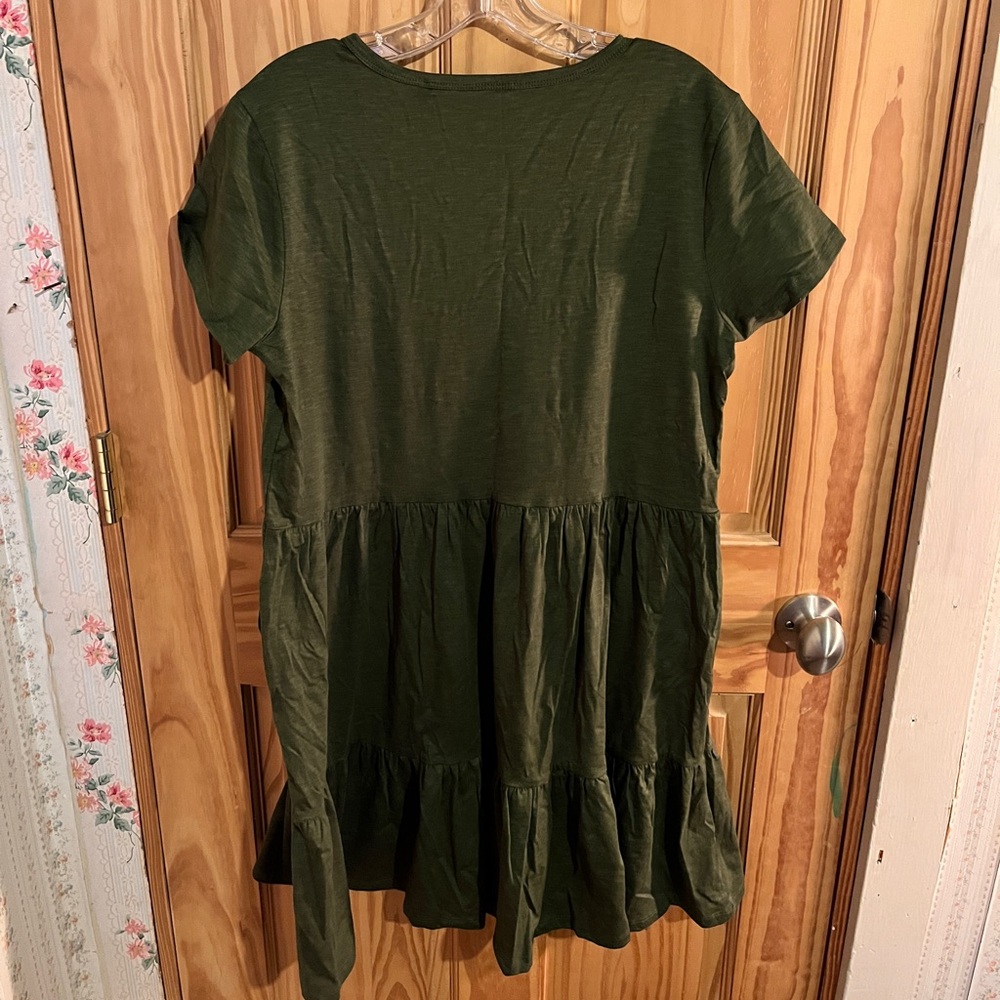 Toad&Co short sleeve Marley Dress Size L Epidote (Forest green) NWT - Picture 3 of 3